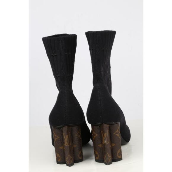 LOUIS VUITTON Boots Monogram Stretch Silhouette Socks Ankle Size 38 - Picture 5 of 16